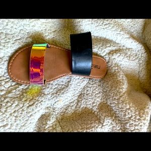 Rue 21 oil slick sandals.